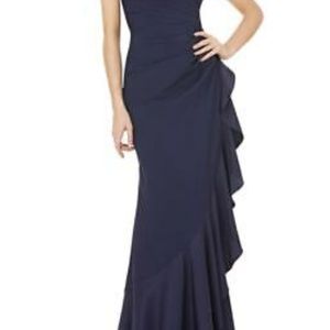 Navy blue Carmen Marc Valvo evening gown
